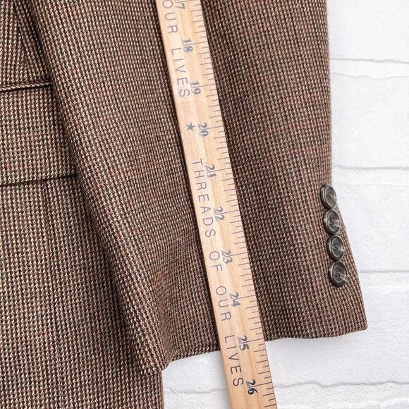 Chaps Blazer Men 46R Brown Red Houndstooth Lambswool Classic Career Jacket - Picture 12 of 15